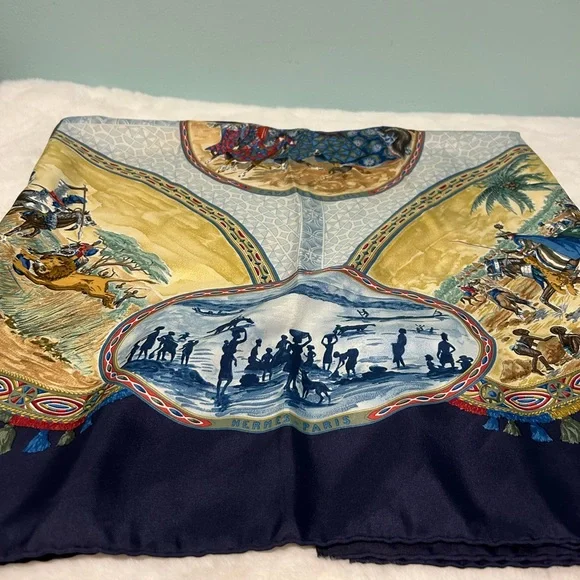 HERMES 34inx34in Scarf or Square Authentic & pre-owned. 100% Silk Made in France